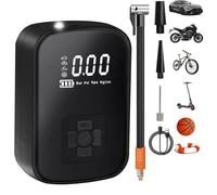 Gonfleur Pneu Voiture Sans Fil, 1800mAh*2 sections Mini Pompe à Air Électrique, avec Écran LCD Numérique 4 Modes pour Vélo, Moto etc