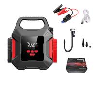 Gonfleur Pneus Portable Compresseur Air avec Contrôle Numérique Pression & Lampe LED Urgence Mini Pompe Électrique pour Voiture Vélo Moto Équipement Sportif(J28/Clip Intelligent)