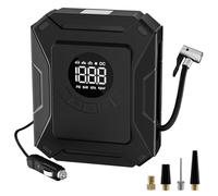 Gonfleur Pneus Voiture Portable 12V Compresseur d'air Numérique, Pression de 10.3 Bar, Écran LED & Lampe d'urgence pour Voiture, Moto, Vélo, Ballon, Coussins Gonflables