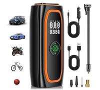 Gonfleur Pneus Voiture sans Fil, 220PSI Compresseur à Air Portatif pour Pneus de Voture avec Batterie 10000mAh, Pompe Electrique Intelligente en Un Clic pour Voiture, Moto, Vélo et Plus