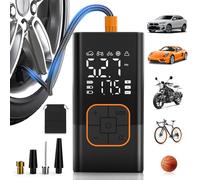 Gonfleur Pneus Voiture sans Fil, Compresseur à Air Portatif avec Manomètre Numérique (150 PSI), Double Affichage, Batterie Rechargeable, Lampe LED, Pompe a Velo pour Voiture, Moto, Vélo, Ballon
