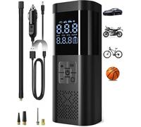 Gonfleur Pneus Voiture sans Fil Mini Compresseur à Air Portable 150PSI Rechargeable, Affichage Numérique et LED pour Vélos Voitures