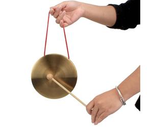 Gong A Mano In Rame - Gong Da 10 Cm Per Meditazione, Strumento A Percussione Con Maglio In Legno E Corda Rossa | Accessorio Sonoro Per Yoga, Celebrazione, Ufficio Casa E Ambiente Relax