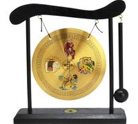 Gong Chinois Feng Shui en Laiton, Vintage, Suspendu, avec en Bois, pour Richesse Décoration De Maison
