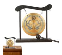 Gong de table Zen - Cloche chinoise Gong avec support et maillet, motif dragon et symbole Taiji | Carillon rétro de bureau pour la méditation, la Relaxation, la cloche de bureau, ornement de