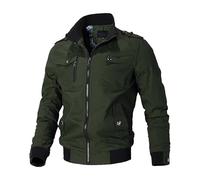 GONGGUJ Blouson D'Été Pour Homme, Vestes De Baseball Douces Et Respirantes, Manches Longues, Veste De Camionneur Décontractée Avec Poche, Veste Tactique D'Extérieur Confortable, Haut Vert Xl