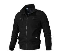 GONGGUJ Blouson D'Été Pour Homme, Vestes De Baseball Douces Et Respirantes, Manches Longues, Veste De Camionneur Décontractée Avec Poche, Veste Tactique D'Extérieur Confortable, Haut Noir L