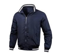 GONGGUJ Blouson D'Été Pour Homme, Vestes De Baseball Fines Et Respirantes, Manches Longues, Veste De Motard Ample Avec Poche, Confortable, Veste De Sport Décontractée En Plein Air, Haut Bleu Mari
