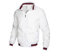 GONGGUJ Blouson D'Été Pour Homme, Vestes De Baseball Fines Et Respirantes, Manches Longues, Veste De Motard Ample Avec Poche, Confortable, Veste De Sport Décontractée En Plein Air, Haut Blanc S
