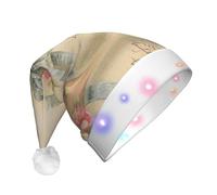 Gongjuy Best Easter Wishes Chapeau de Noël lumineux en peluche pour adulte Chapeaux de Noël LED avec lumières