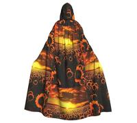 Gongjuy Cape d'horreur à capuche pour adulte - Motif champ de tournesol - Coucher de soleil - Mer de fleurs
