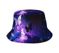 Gongjuy Chapeau de pêcheur pour adulte Motif papillons blancs et violets