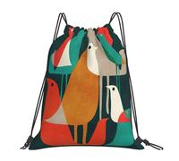 Gongjuy Flock Of Birds Sac de sport en corde pour le dessin, le voyage, la plage, convient pour la natation, le fitness, le ravel, le shopping, les vacances, blanc, taille unique