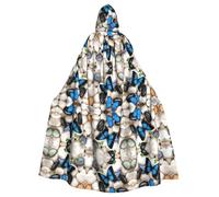 Gongjuy Peintures brodées en pierre papillon pour adulte - Cape de fête pour adulte - Accessoires de vêtements - Magicien d'Halloween - Grande taille - Cape d'horreur à capuche