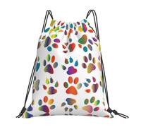 Gongjuy Sac de sport coloré en corde à dessin de pattes de chien, sac de voyage, sac de plage, adapté pour la natation, le fitness, le ravel, le shopping, les vacances, blanc, taille unique