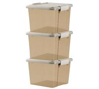 GONICVIN Boîtes de Rangement en Plastique avec Couvercles, 60L, Lot de 3, Empilables, Gain de Place pour Maison, Bureau, Garage