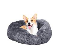 GONICVIN Lit Moelleux en Forme de Donut pour Chien et Chat - Lit apaisant - Lit Anti-anxiété - avec Housse Lavable en Machine et Amovible - Fond antidérapant - 60 cm - Gris foncé
