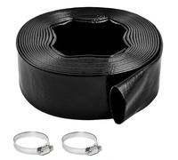 Gonioa Tuyau de lavage à contre-courant en PVC robuste de 3,8 cm x 7,6 m pour piscine, tuyau d'évacuation renforcé avec collier de serrage, noir