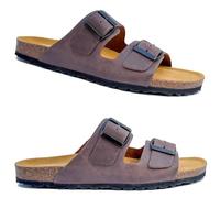 GONKOS®, Sandales en Cuir avec Boucles, Cuir Véritable, Liège Naturel, Boucles Réglables au Pied, Sandales Homme/Femme, Sandales de Qualité Fabriquées en Espagne, Couleur Marron Taille 45