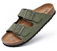 GONKOS®, Sandales en Cuir avec Boucles, Mules Cuir Véritable, Liège Naturel, Réglables au Pied, Mules Homme/Femme Cuir, Semelle Antidérapante EVA, Sandales de Qualité Fabriquées en Espagne