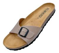 GONKOS®, Sandales en Cuir avec Semelle Intérieure en Liège, Cuir Véritable, Liège Naturel, Boucle Réglable au Pied, Mules Femme, Sandales de Qualité Fabriquées en Espagne, Couleur Pierre Taille 43