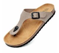 GONKOS®, Sandales en cuir, Semelle intérieure anatomique en liège, Cuir véritable, Liège naturel, Boucle réglable, Tongs unisexe, Sandales de qualité fabriquées en Espagne, Couleur Pierre Taille 42