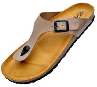 GONKOS®, Sandales en cuir, Semelle intérieure anatomique en liège, Cuir véritable, Liège naturel, Boucle réglable, Tongs unisexe, Sandales de qualité fabriquées en Espagne, Couleur Pierre Taille 46