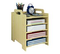 GONMDOPY Classeur Mobile - Étagère À Dossiers, Porte-Dossiers, Étagère Simple de Table, Boîte de Rangement Pour Dossiers A4 À Plusieursux, En Bois, Étagère de Rangement Superposable, Étagère de Rangem