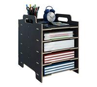 GONMDOPY Classeur Mobile - Étagère À Dossiers, Porte-Dossiers, Étagère Simple de Table, Boîte de Rangement Pour Dossiers A4 À Plusieursux, En Bois, Étagère de Rangement Superposable, Étagère de Rangem