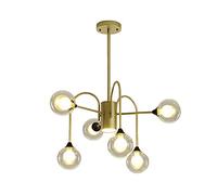 GONMDOPY Lustre Sputnik de Style Industriel Moderne, Plafonnier, Lustre À 10 Lumières En Laiton Brossé Avec Globe En Verre, Luminaire Suspendu, Suspension « Haricot Magique » Pour Salon Et Salle À Man