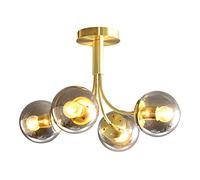 GONMDOPY Lustre Sputnik de Style Industriel Moderne, Plafonnier, Lustre Créatif À Bulles de Verre, Suspensionque E27 À Branches En Verre Réglables, Soufflé À La Main, Pour Cuisine Ou Couloir/Smoke Gra