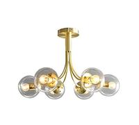 GONMDOPY Lustre Sputnik de Style Industriel Moderne, Plafonnier, Lustre Créatif À Bulles de Verre, Suspensionque E27 À Branches En Verre Réglables, Soufflé À La Main, Pour Cuisine Ou Couloir/Transpare
