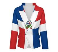 GONMFKM Blazer De Bureau Femme Coupe Slim Un Bouton Manches Longues Imprimé Drapeau De La République Dominicaine (Disponible en Grandes Tailles Jusqu'À 5XL)