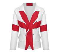GONMFKM Blazer Femme À Un Bouton Manches Longues Coupe Ajustée Style Décontracté Et Professionnel Col À Revers Imprimé du Drapeau Anglais Taille 3XL