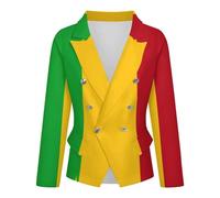 GONMFKM Blazer pour Femme Tailleur-Pantalon À Un Bouton Ouvert sur Le Devant Manches Longues Coupe Ajustée Élégant Style Business Imprimé Drapeau De La République du Mali Taille 5XL