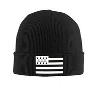 GONMFKM Bonnet Homme - Bonnet Hiver Chaud,Drapeau de Bretagne Bonnet de Pêcheur Tricoté Thermique À Revers Slouchy Skullies Cadeaux pour Hommes Femmes Course en Plein Air Randonnée Noir,Taille Unique