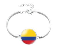 GONMFKM Bracelet De Drapeau De La Colombie À La Mode - Bracelet À Breloques De Drapeau National En Pierre De Temps De Mode Réglable Pour Les Femmes Et Les Hommes, Bracelet De Cabochon De Dôme En Ver