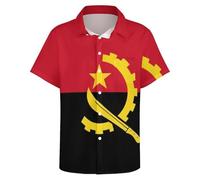 GONMFKM Chemise À Manches Courtes pour Homme Imprimé Drapeau Angolais Coupe Classique Décontractée pour La Plage Surdimensionnée Respirante À Séchage Rapide Tendance Boutonnée Oxford Angola M