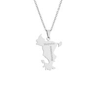 GONMFKM Collier À Breloques Carte De La Mode De Mayotte Pendentif Cartes De Pays Ethniques À La Mode Bijoux Populaires Colliers Rétro Pour Femmes Hommes Chaîne De Pull Délicate Personnalisée, Blanc,