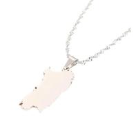 GONMFKM Collier avec pendentif carte de la Sardaigne de l'Italie - Chaîne de pull à breloques lisses de couleur unie, nouveauté, carte patriotique, chaîne ras du cou, bijoux souvenirs pour femmes et