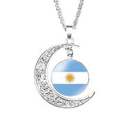 GONMFKM Collier Avec Pendentif Drapeau Argentin - Tendance Ethnique D'Amérique Du Sud, Chaîne De Pull En Croissant De Lune, Pour Femmes Et Hommes, Bijoux De Charme Patriotique, Ras Du Cou, Accessoir