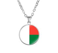 GONMFKM Collier Drapeau De Mode De Madagascar - Charme Cabochon En Verre Pays Africains Chaîne Ras Du Cou De Carte De Mode, Accessoires De Cadeau De Bijoux Pour Les Amoureux De La Chaîne De Pendenti
