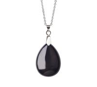 GONMFKM Collier en Pierre Élégant en Forme De Goutte d'eau, Pendentif en Pierre Naturelle, Œil De Tigre, Onyx Noir, Cristal, Chaîne De Couleur Argent, Mode Créative pour Filles Et Femmes, Accessoire
