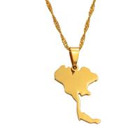 GONMFKM Collier Pendentif Carte De Thaïlande À La Mode - Chaîne Ras Du Cou De Carte De Charme Du Royaume Solide Ethnique Patriotique De Thaïlande, Accessoires De Bijoux De Chaîne De Chandail De Mode