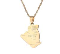 GONMFKM Colliers Pendentif Mode Algérie - Hip Hop Ethnique Avec Noms De Ville Pull Patriotique Chaîne De Clavicule Cravates, Pour Femmes/Hommes Bijoux De Charme Chaîne De Clavicule,Jaune,50Cm