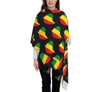 GONMFKM Écharpe D'Hiver Avec Drapeau Et Carte Nationale De L'Éthiopie - Long Châle Imprimé À Motifs Ethniques Chaud Et Douillet Avec Pompons Et Grande Étole