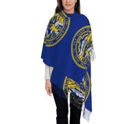 GONMFKM Écharpe Pour Femme - Classique Imprimée Du Drapeau Du Nebraska Avec Pompon Et Emblème National Grande Étole-Couverture Écharpe Chaude D'Hiver Pour Tous Les Jours Et Toutes Les Occasions