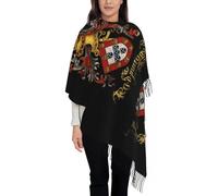 GONMFKM Écharpes De Couverture D'Hiver - Écharpe À Pompons Pour Femmes Bras Du Roi Du Portugal Drapeau Long Châle D'Automne D'Hiver Et Cadeaux D'Emballage Pashmina Écharpe Décontractée Chaude D'Hive