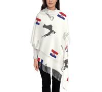 GONMFKM Écharpes Pour Femmes - Châle Imprimé Drapeau Et Carte Nationale De La Croatie Long Châle D'Hiver Doux À Franges Étole Écharpes Et Châles À Franges Grande Étole-Couverture