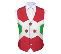 GONMFKM Gilet De Costume Homme À Col En V Coupe Ajustée Style Smoking Style Classique Et Décontracté Imprimé Drapeau Du Burundi Taille S